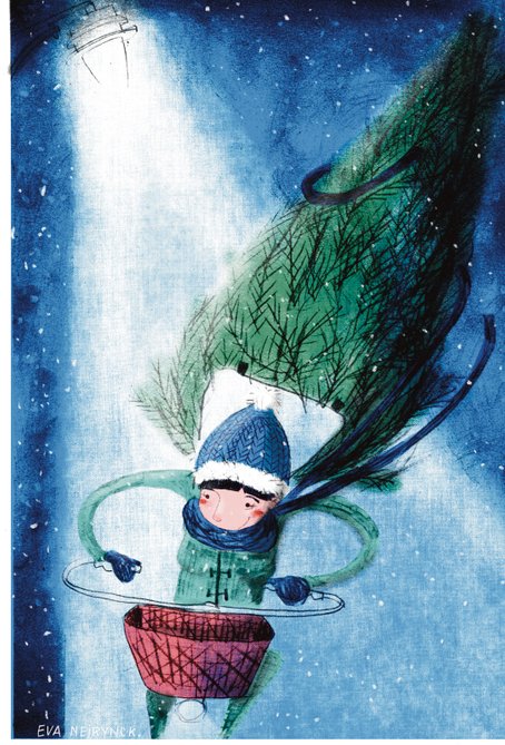 illustration Christmastree backpack girl Eva Neirynck
