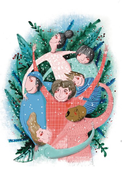 Eva Neirynck illustratie christmas people group love