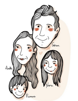 familieportret illustratie portrait Eva Neirynck