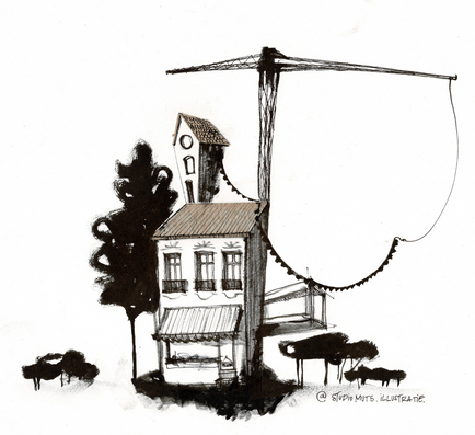 illustration Eva Neirynck crane architecture house